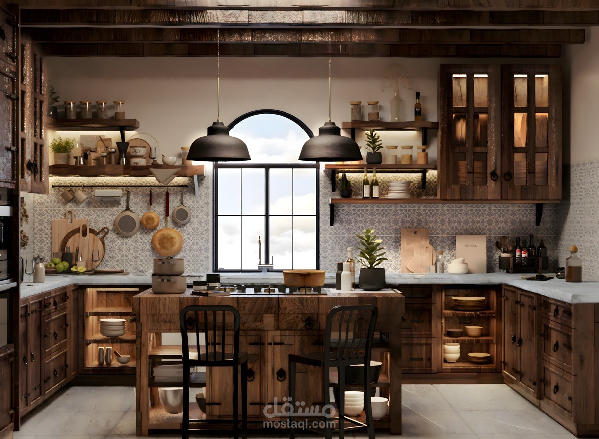 تصميم مطبخ استوديو مودرن يجمع بين الوظيفة والأناقة على farmhouse style