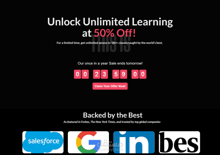 Masterclass White Friday Landing Page