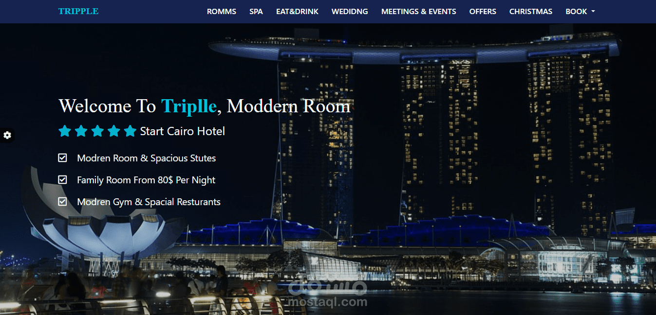 landing page for hotel