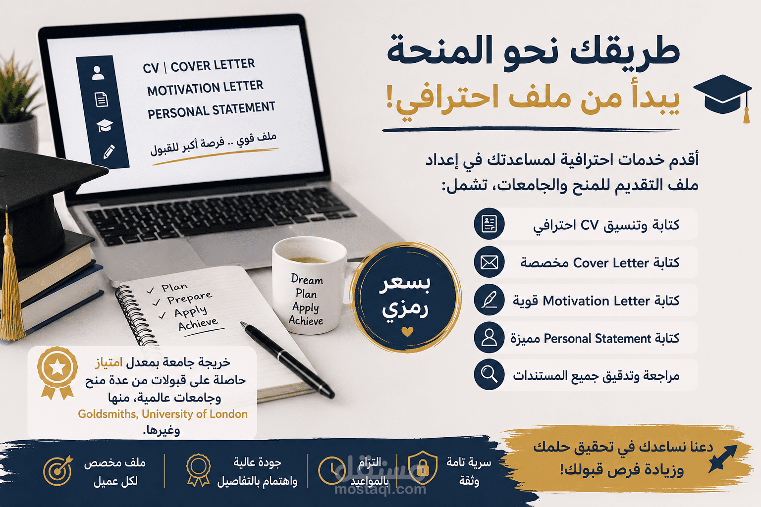 كتابة احترافية لملفات التقديم على المنح والجامعات