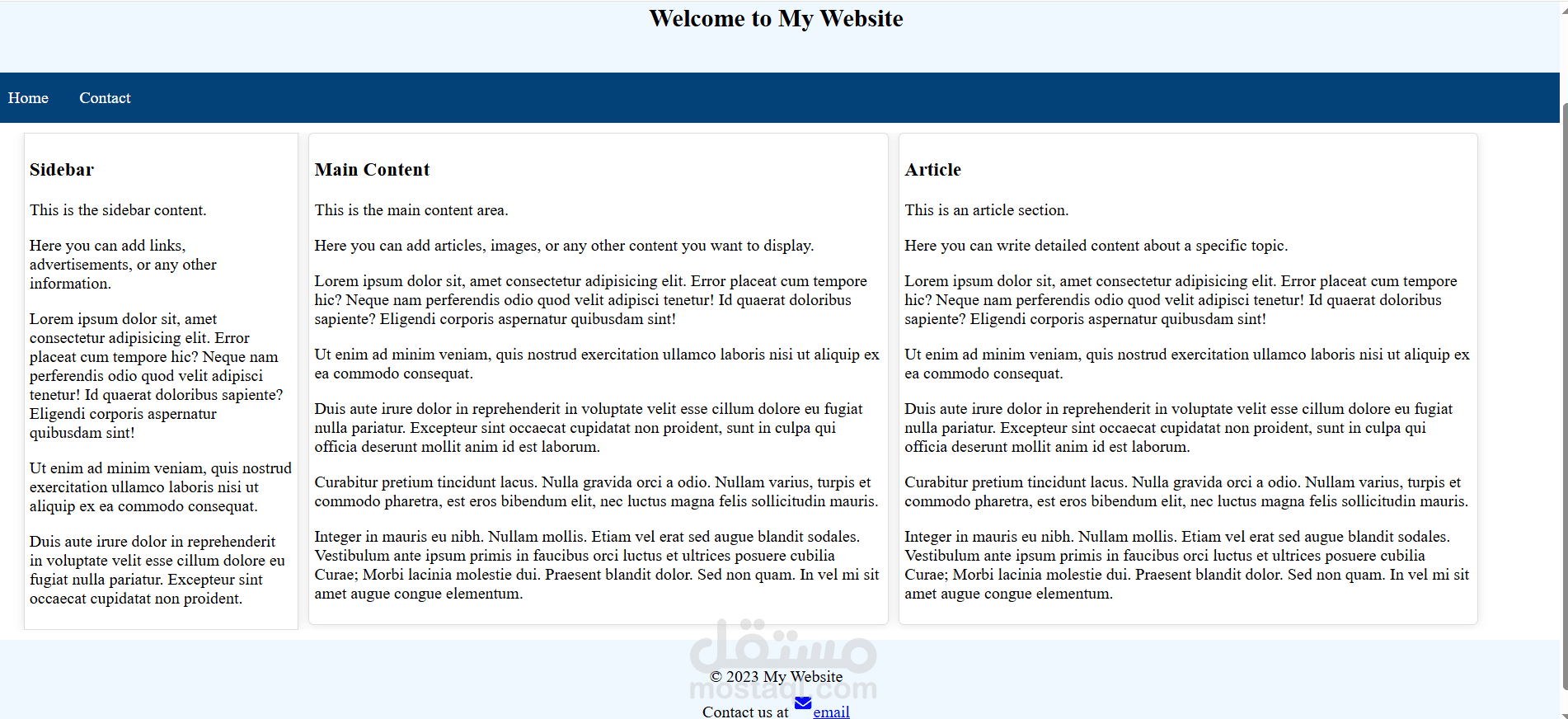 صفحة تواصل احترافية مع نموذج (Contact Page with Form)