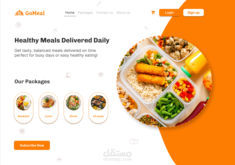 تصميم موقع إلكتروني لتنظيم  الوجبات بإشتراكات شهرية