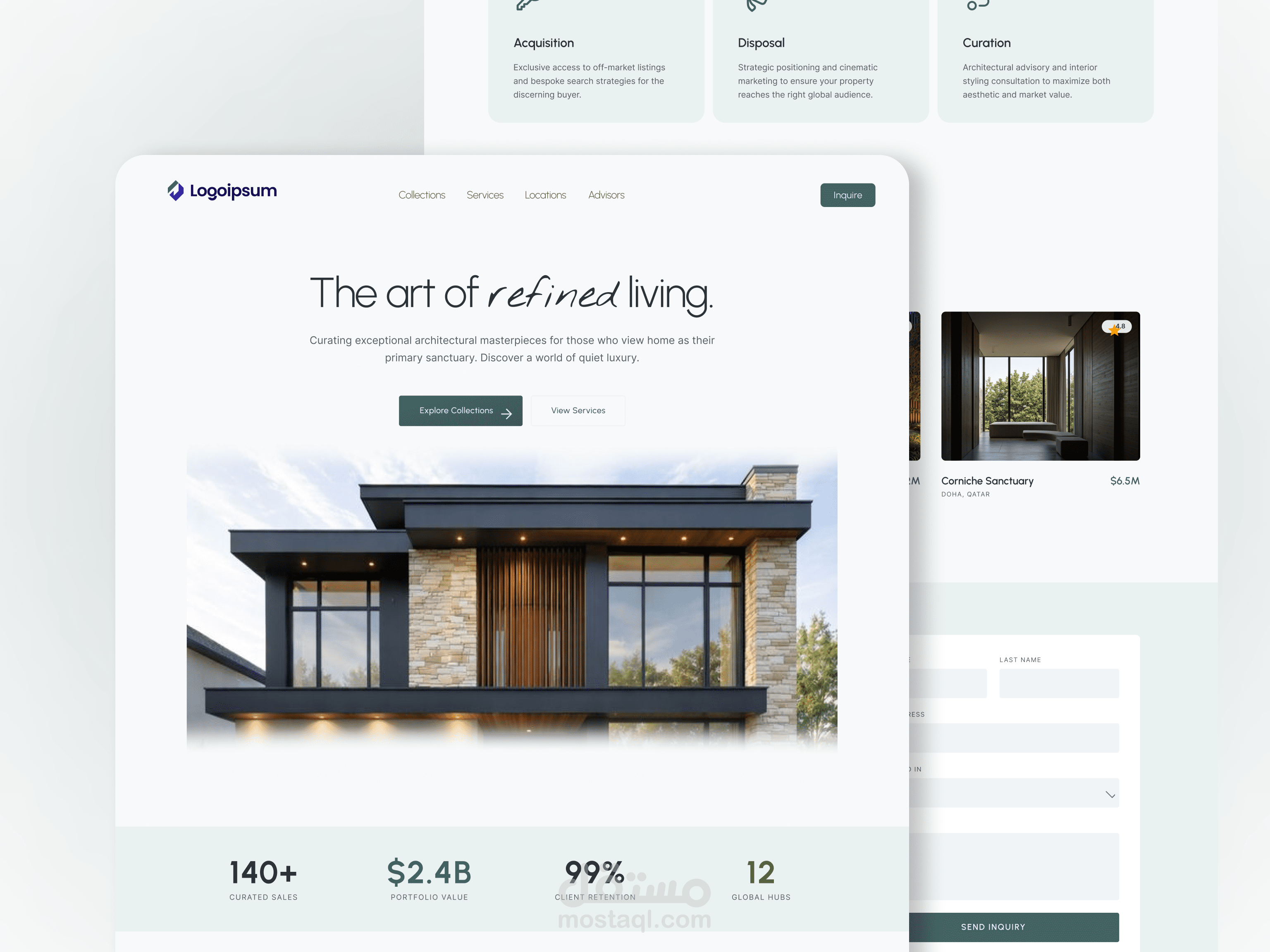 تصميم واجهة موقع لوكالة عقارات