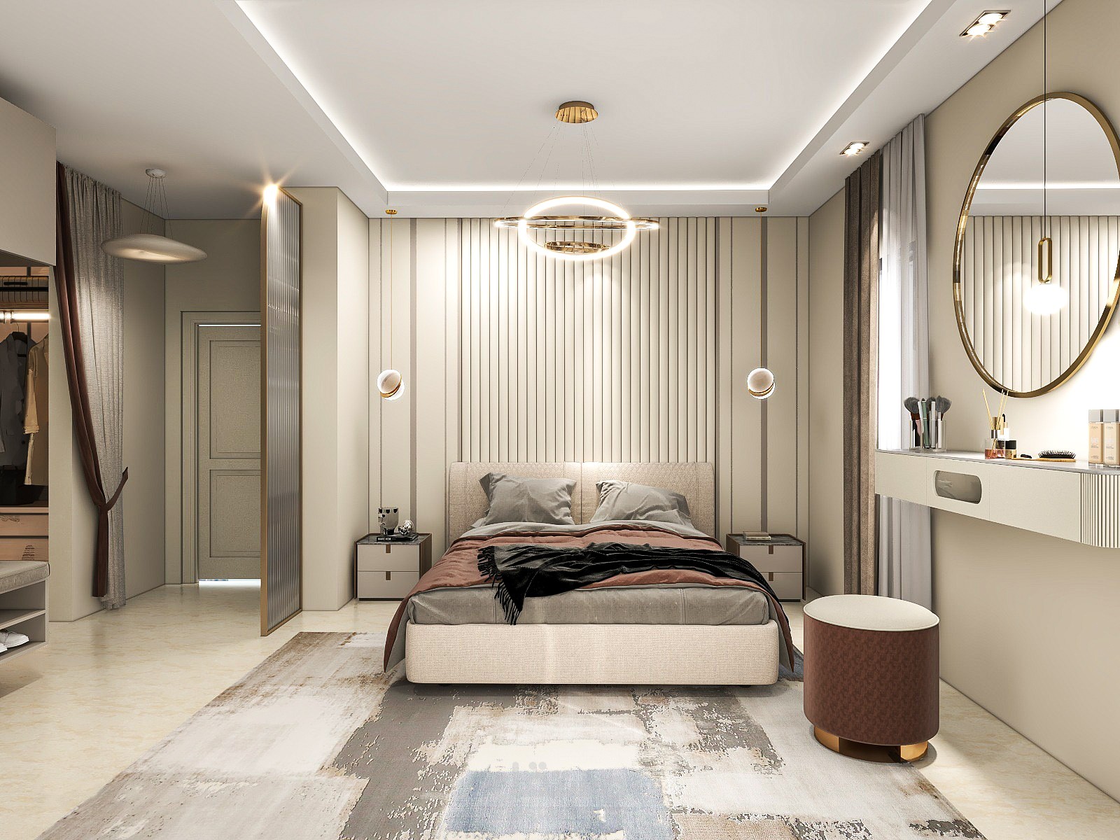 تصميم داخلي مودرن لغرفه نوم ماستر .
