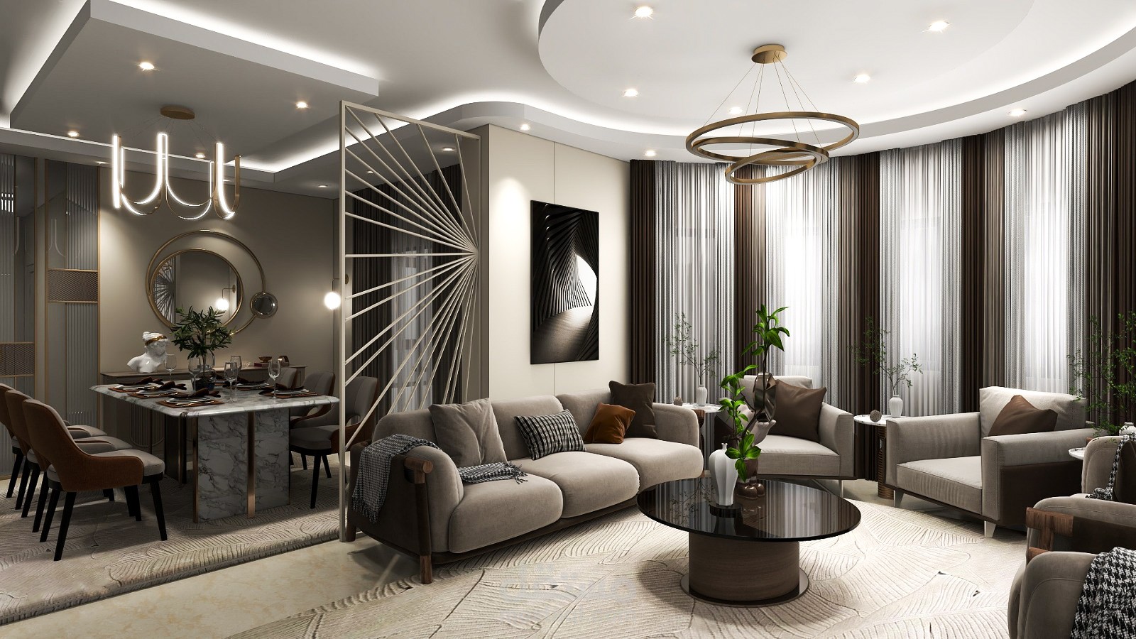 تصميم داخلي لريسبشن شقه بالقاهرة