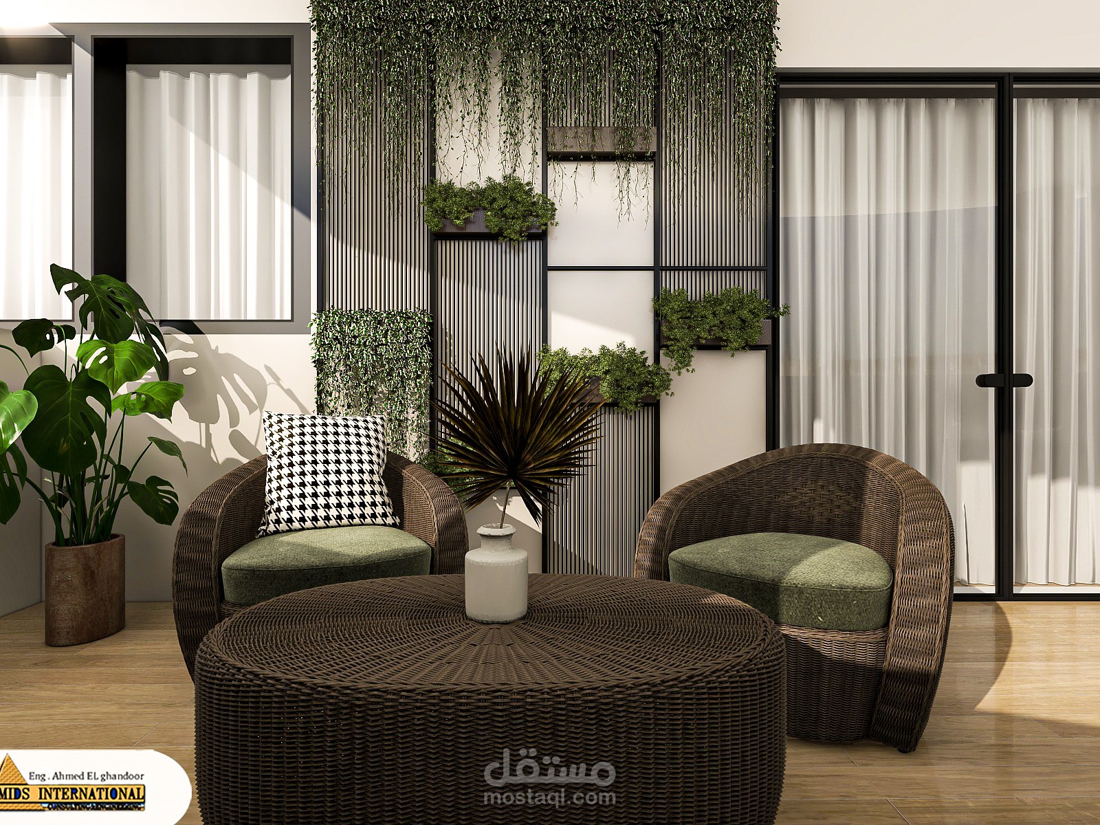 تصميم خارجي لتراس فيلا بالقاهره