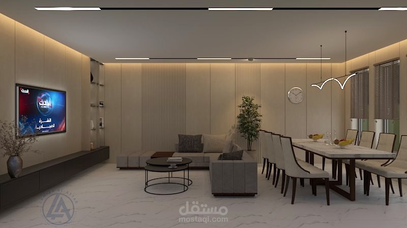 تصميم صالة معيشة وطعام