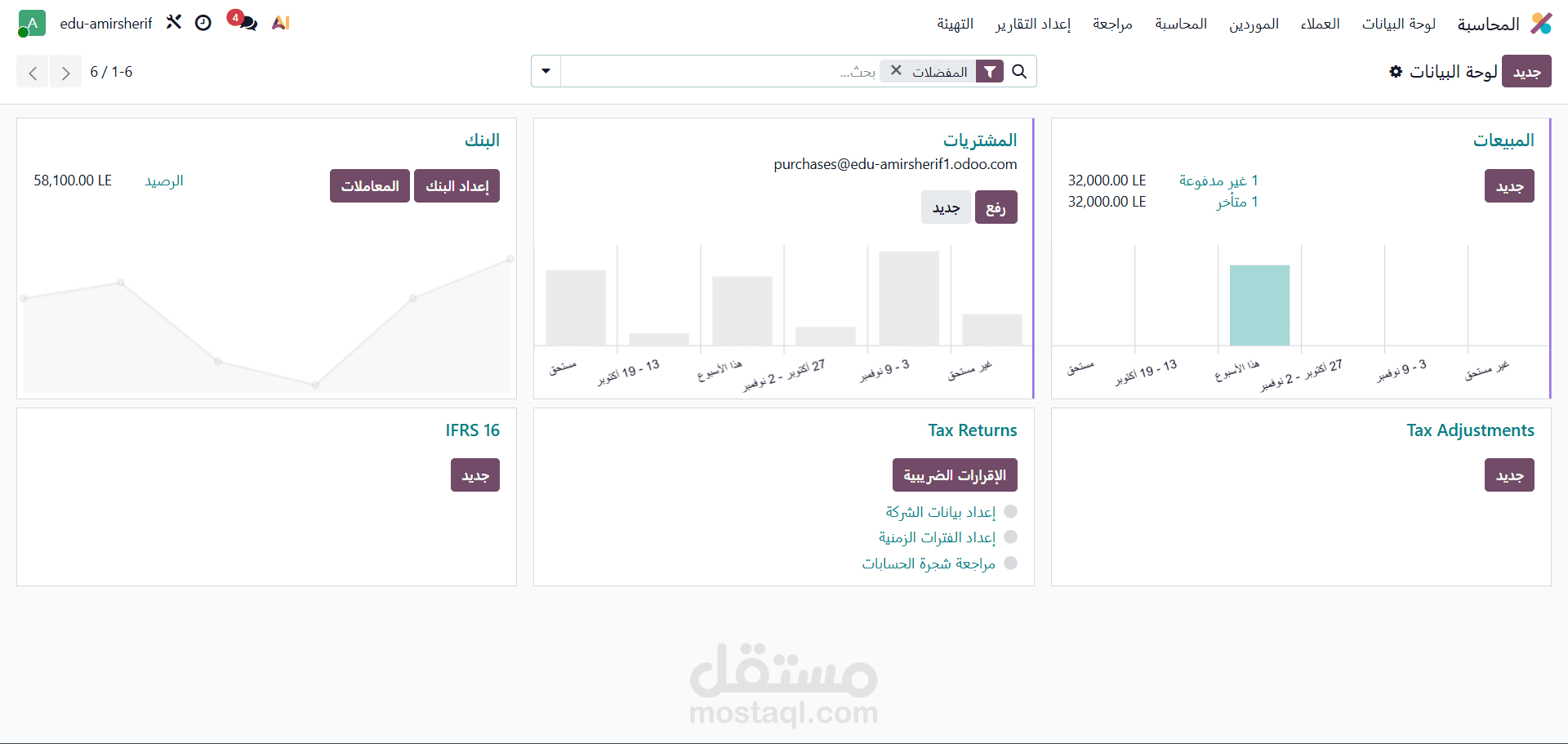 تنفيذ نظام Odoo للمحاسبة وإدارة الفواتير لشركة خدمية