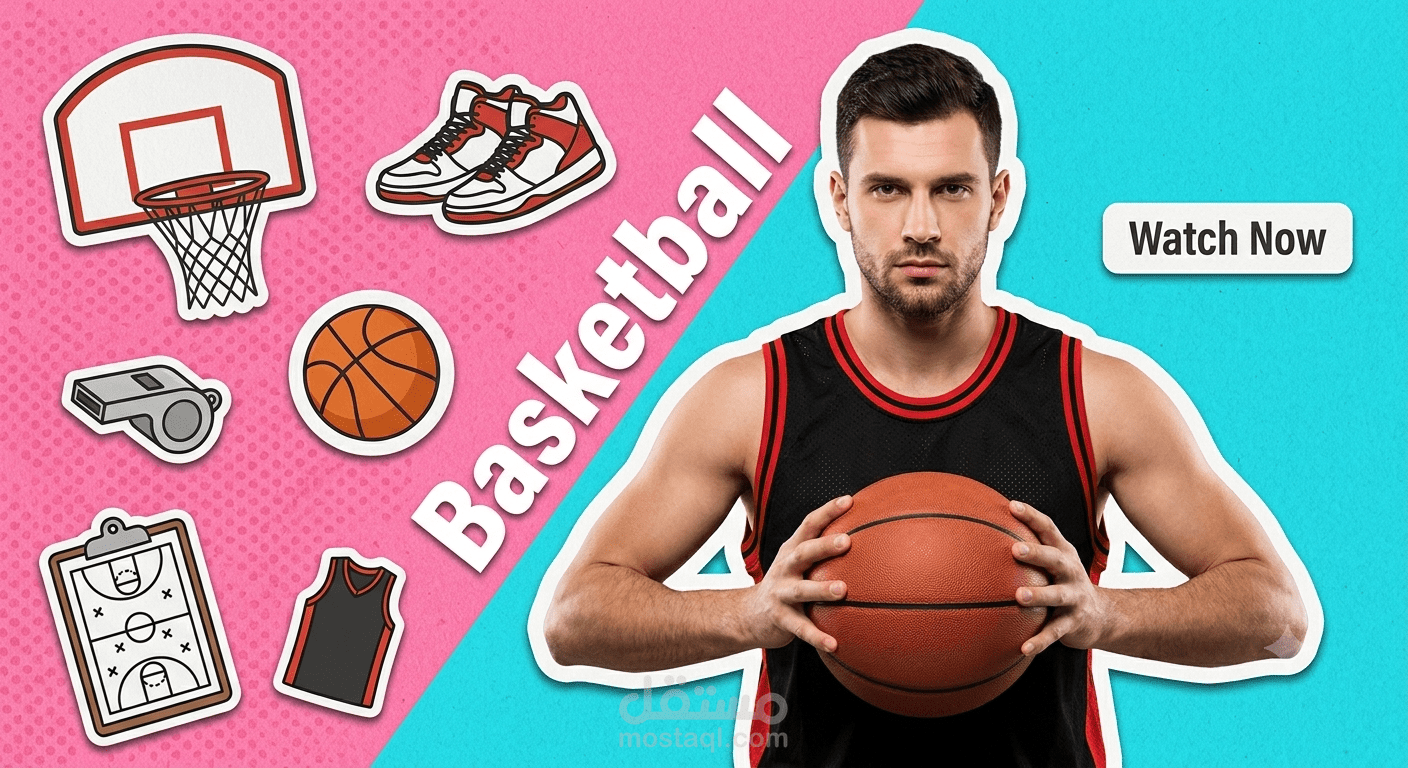 تصميم بنر إعلاني رياضي لكرة السلة (Basketball)