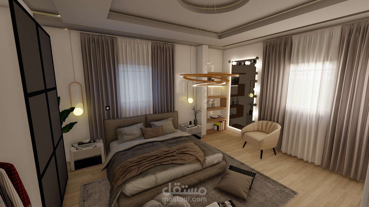 تصميم داخلي لفيلا سكنية بطابع (مودرن)