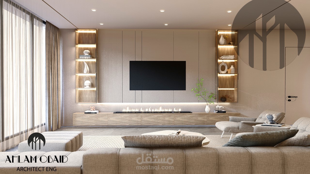 تصميم داخلي (مودرن) لفيلا بالسعودية