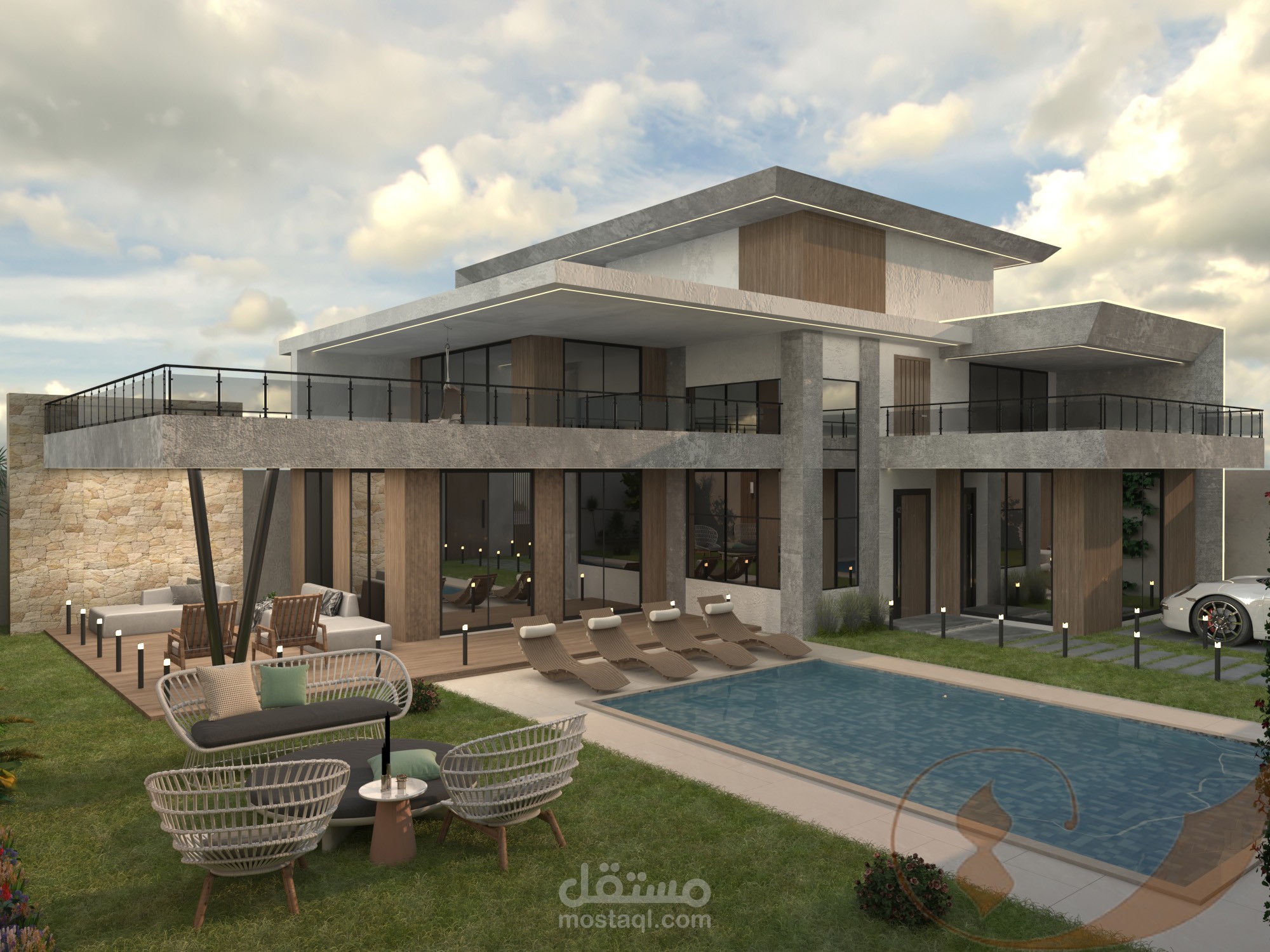 تصميم فيلا سكنية بطابع مودرن