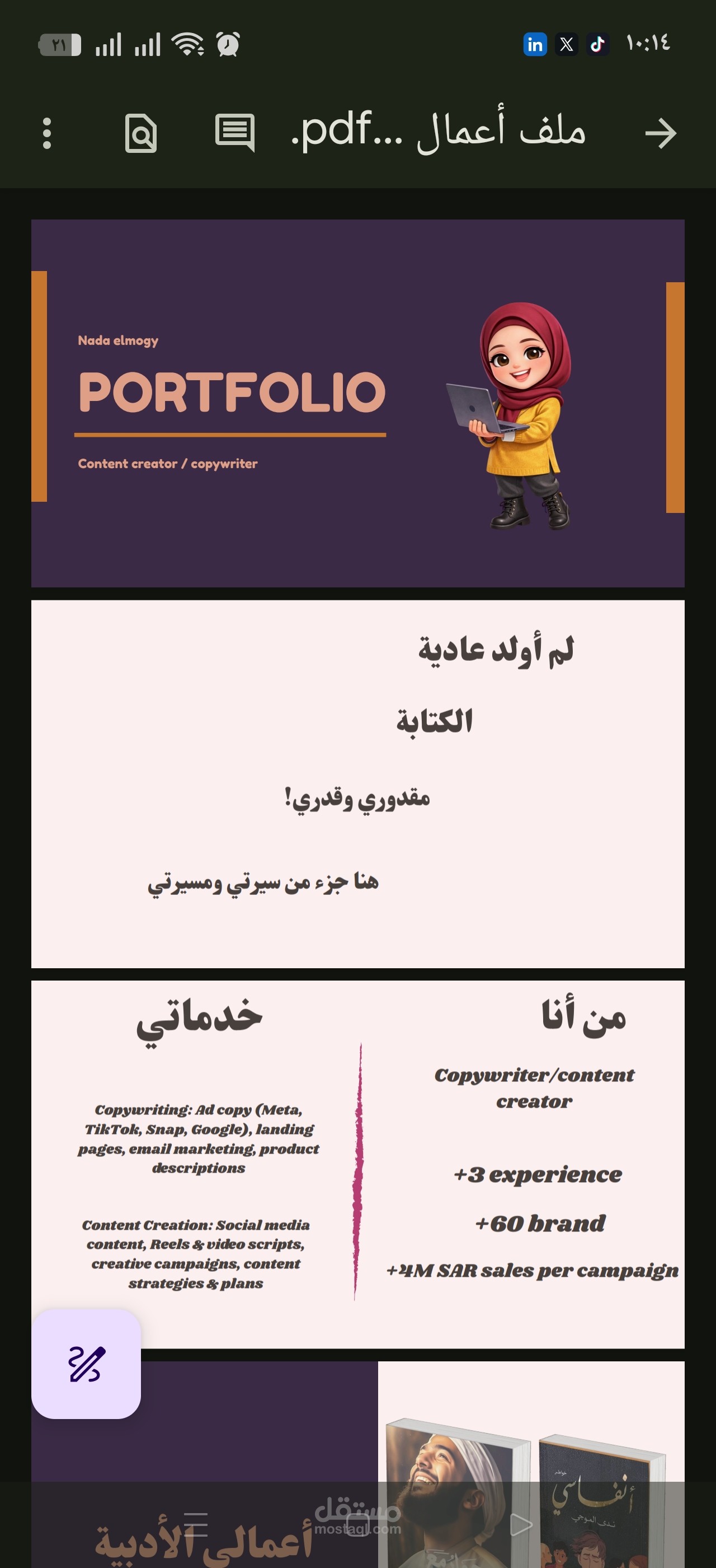 موجز مسيرتي وملف أعمالي