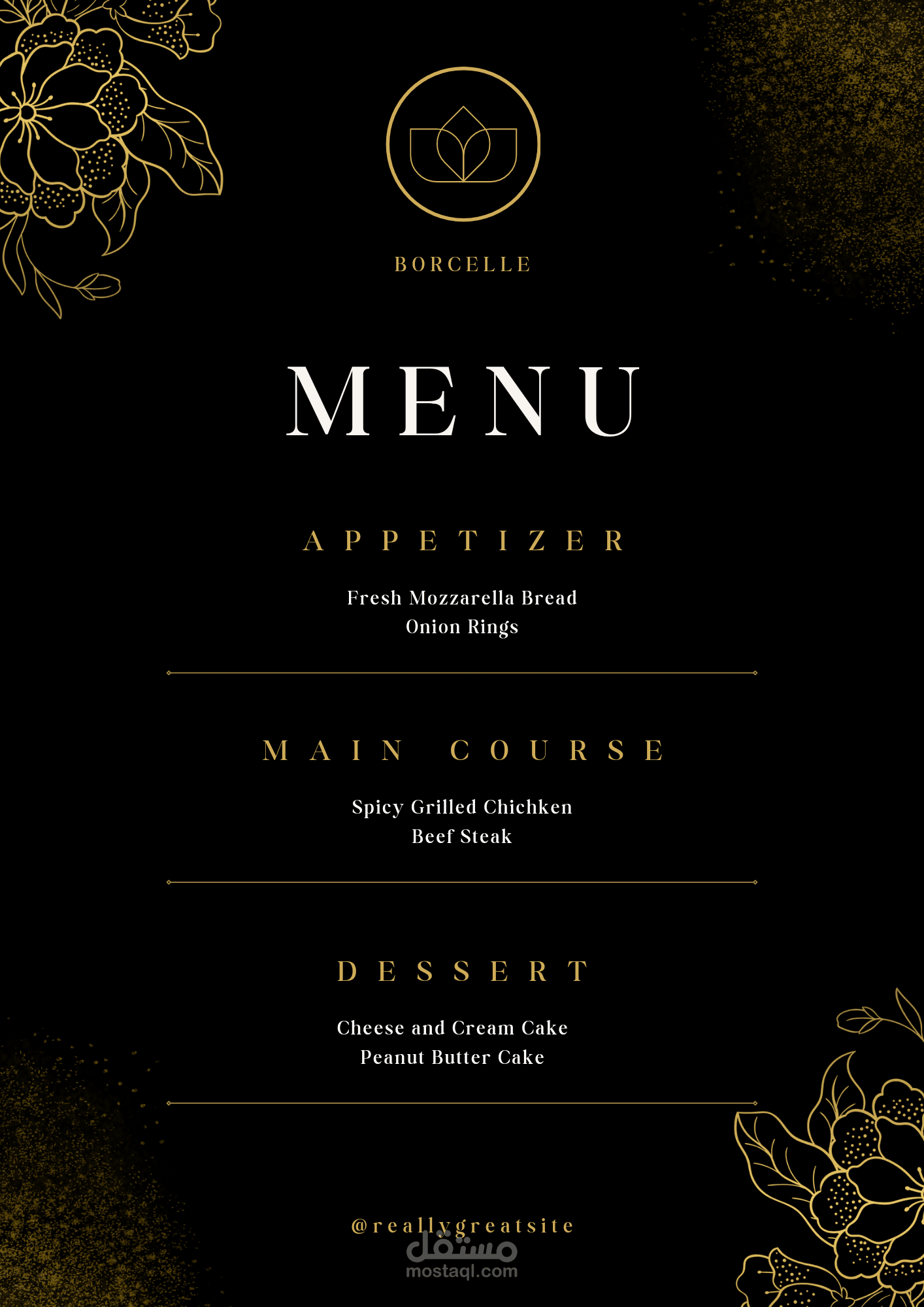 Luxury menu