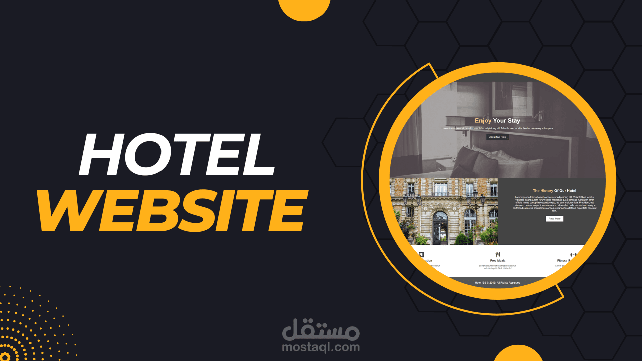 تصميم موقع متعدد الصفحات لفندق responsive باساخدام HTML,CSS,JS,BOOTSTRAP