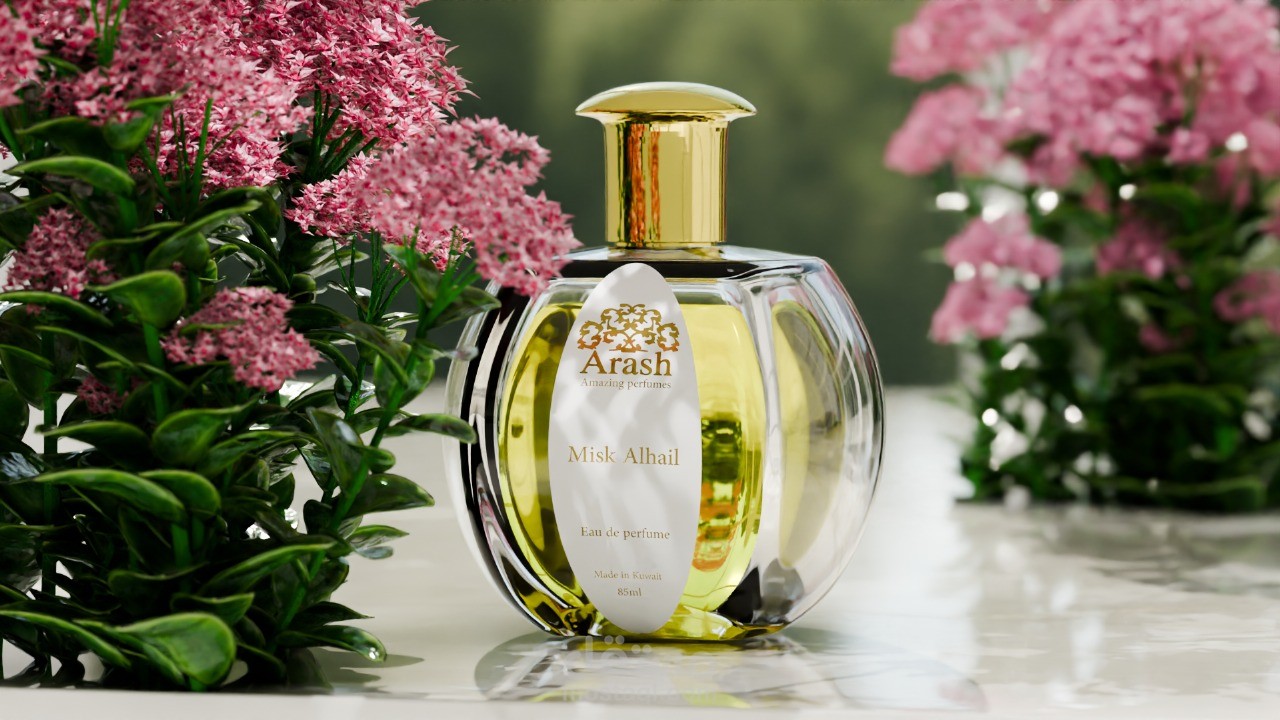 تصميم ثلاثي الأبعاد لعطر  واقعية تحاكي الحقيقة