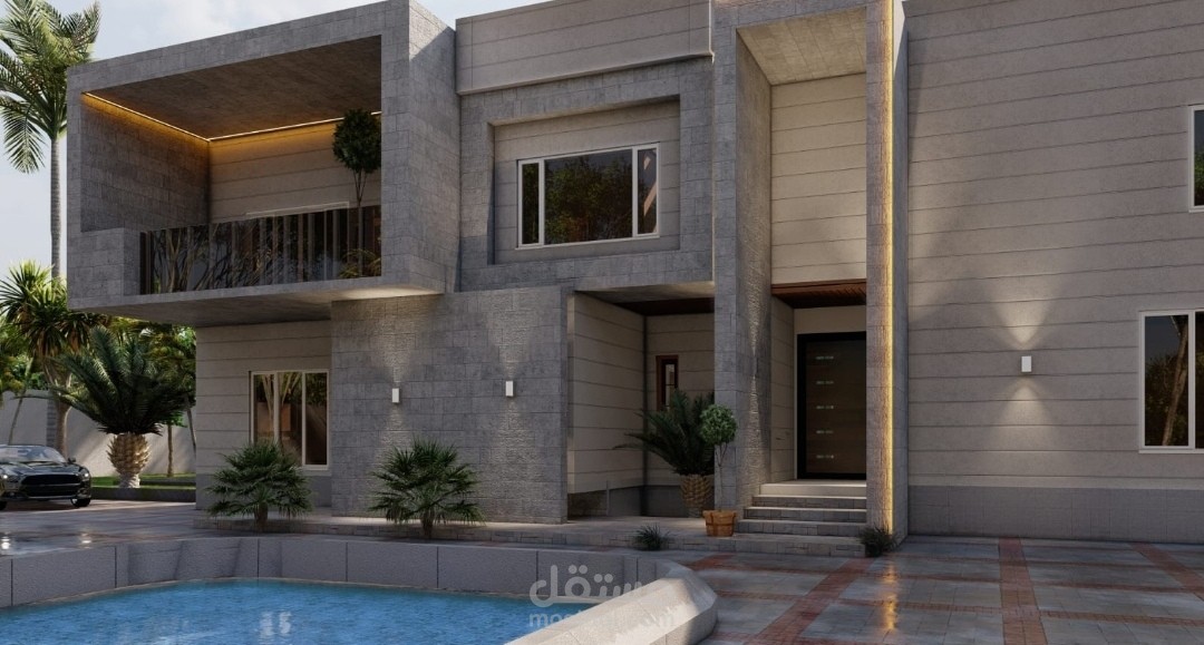 تصميم واجهه لفيلا سكنيه