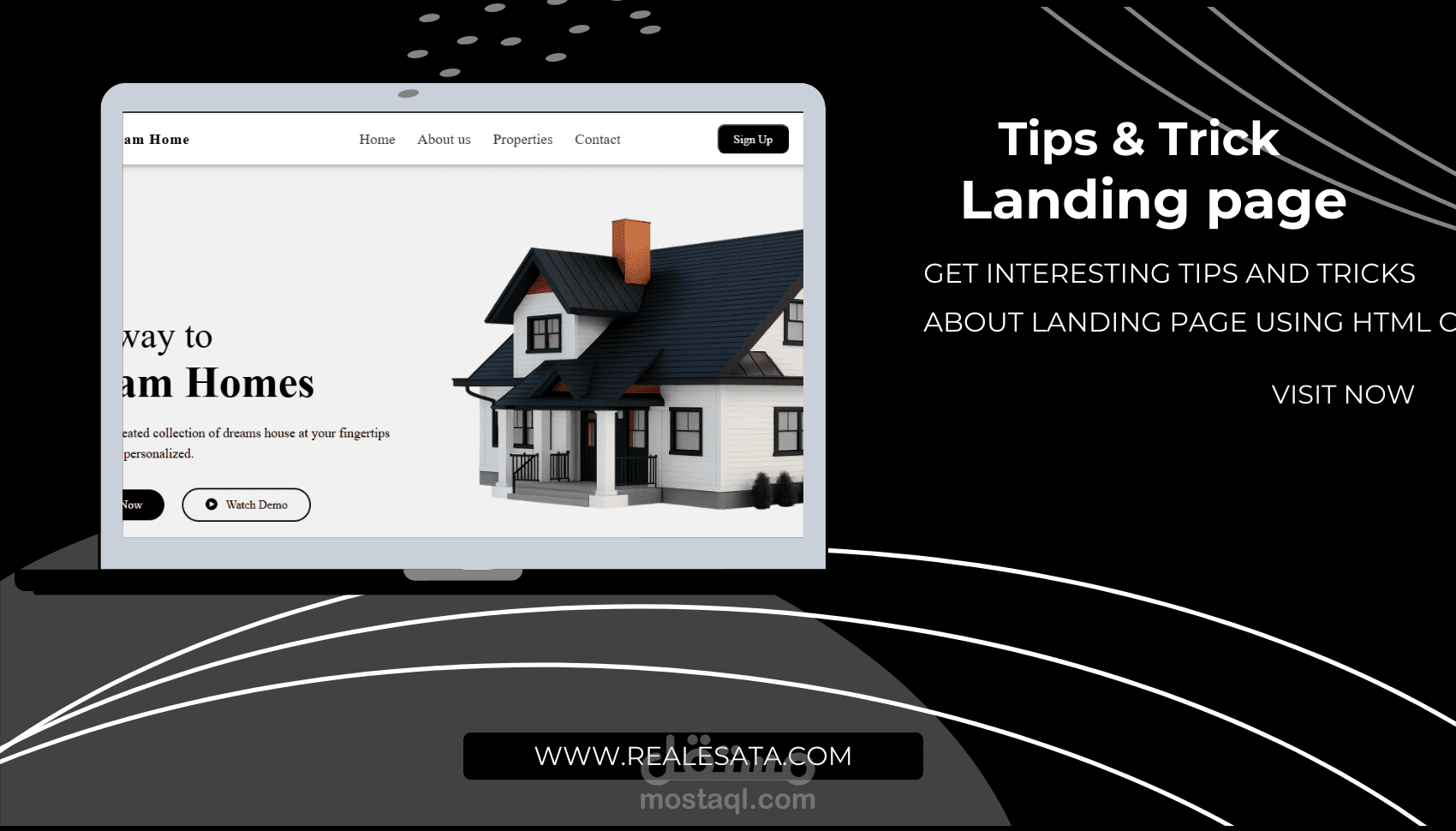 صفحة هبوط احترافية  لفريق عقارات