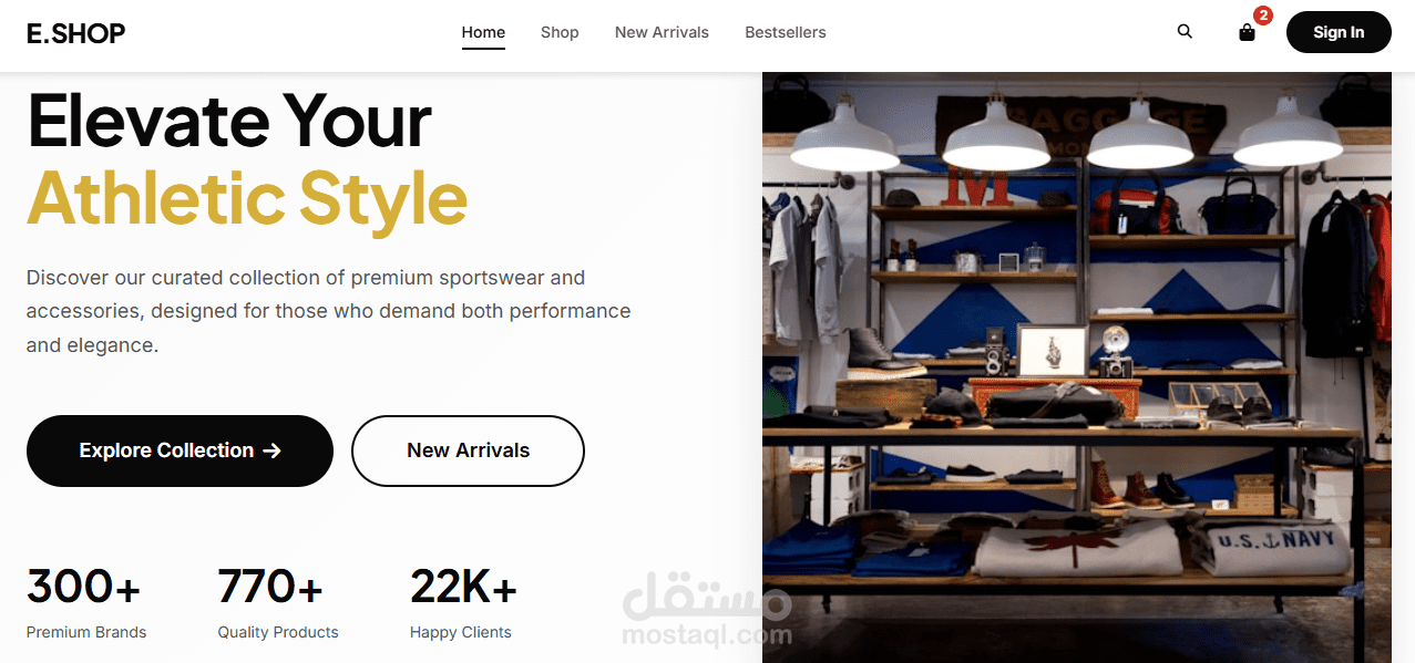 تطوير متجر إلكتروني احترافي لبيع مستلزمات  وملابس رياضية