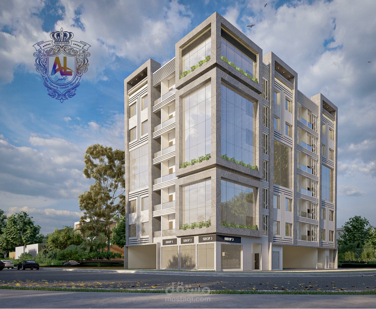 تصميم بناية سكني تجاري
