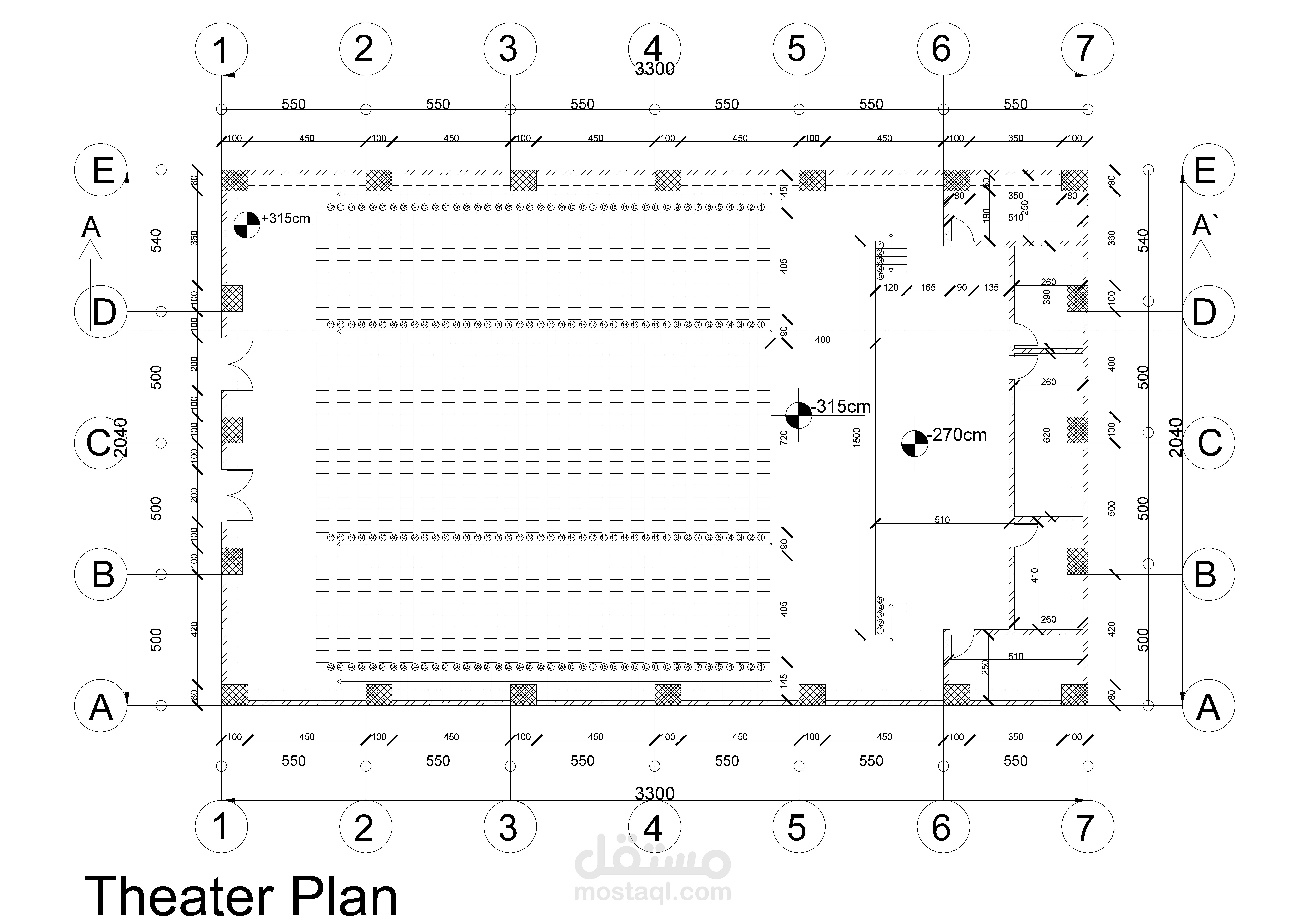 مخططات تنفيذية لمبنى مسرح