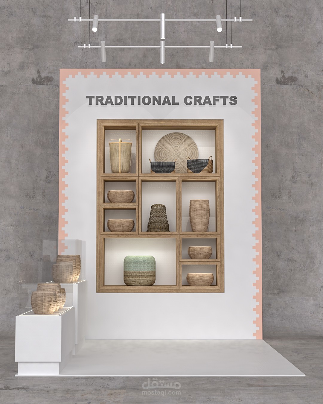 تصميم ركن عرض حرف تقليدية ضمن معرض تراثي