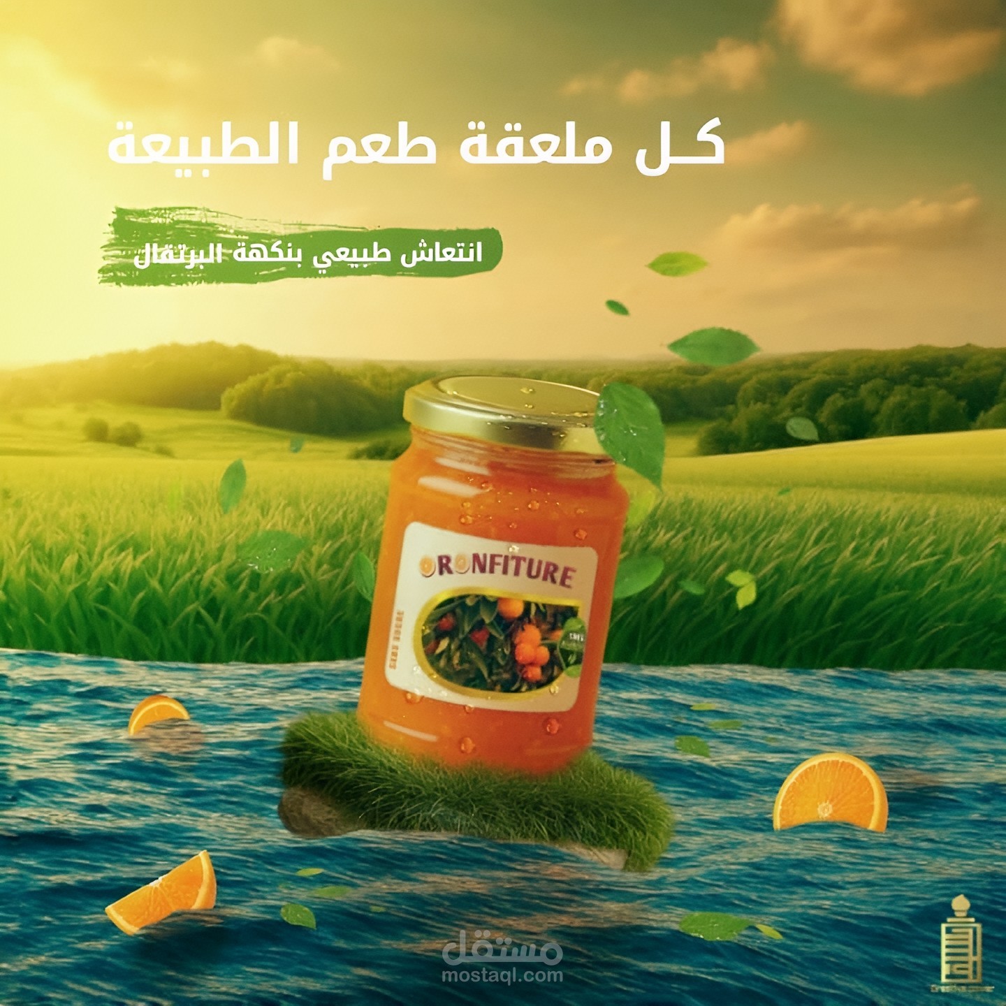 تصميم اشهاري احترافي لمربى البرتقال للسوشل ميديا