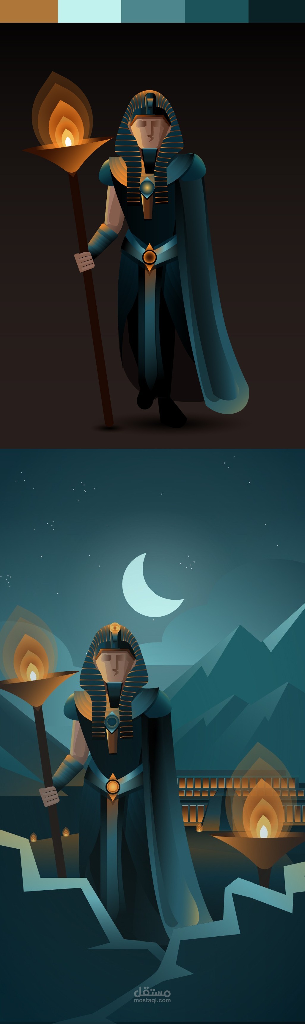 تصميم شخصية فرعونية بأسلوب فيكتوري احترافي