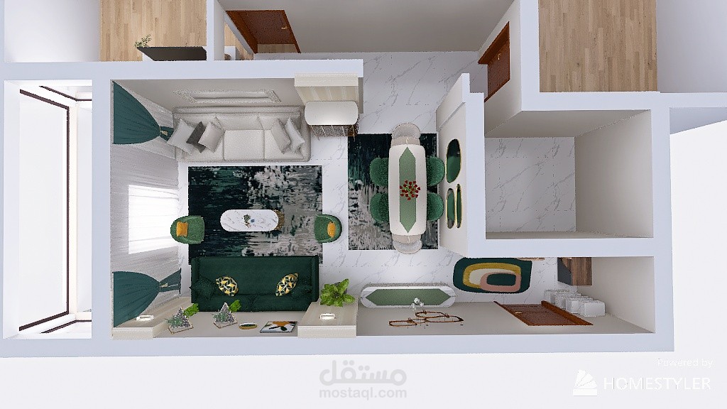 تصميم غرفة صالون و سفرة