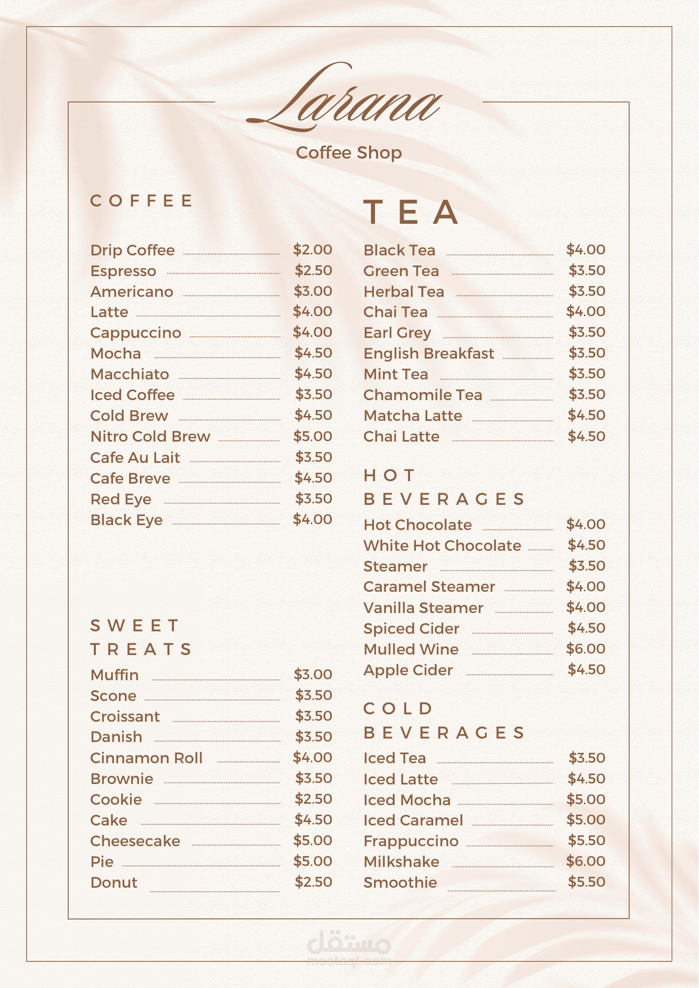 تصميم منيو طعام .