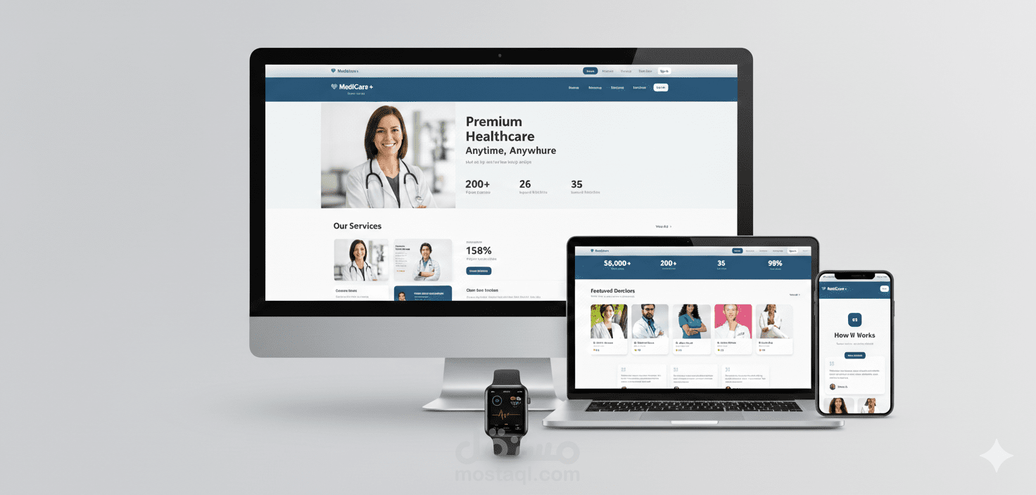 تصميم وانشاء موقع خدمات طبية أونلاين حديث واحترافي