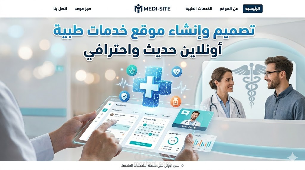 تصميم وانشاء موقع خدمات طبية أونلاين حديث واحترافي