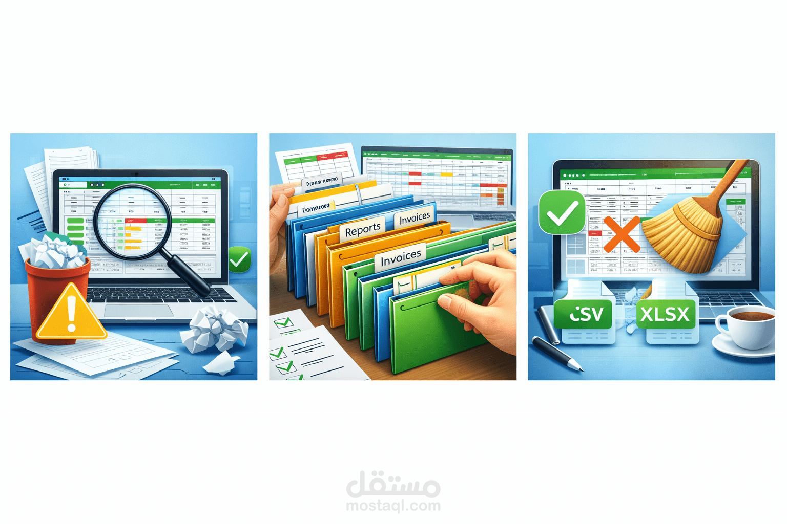 تنظيف وتنسيق بيانات للأعمال الإدارية