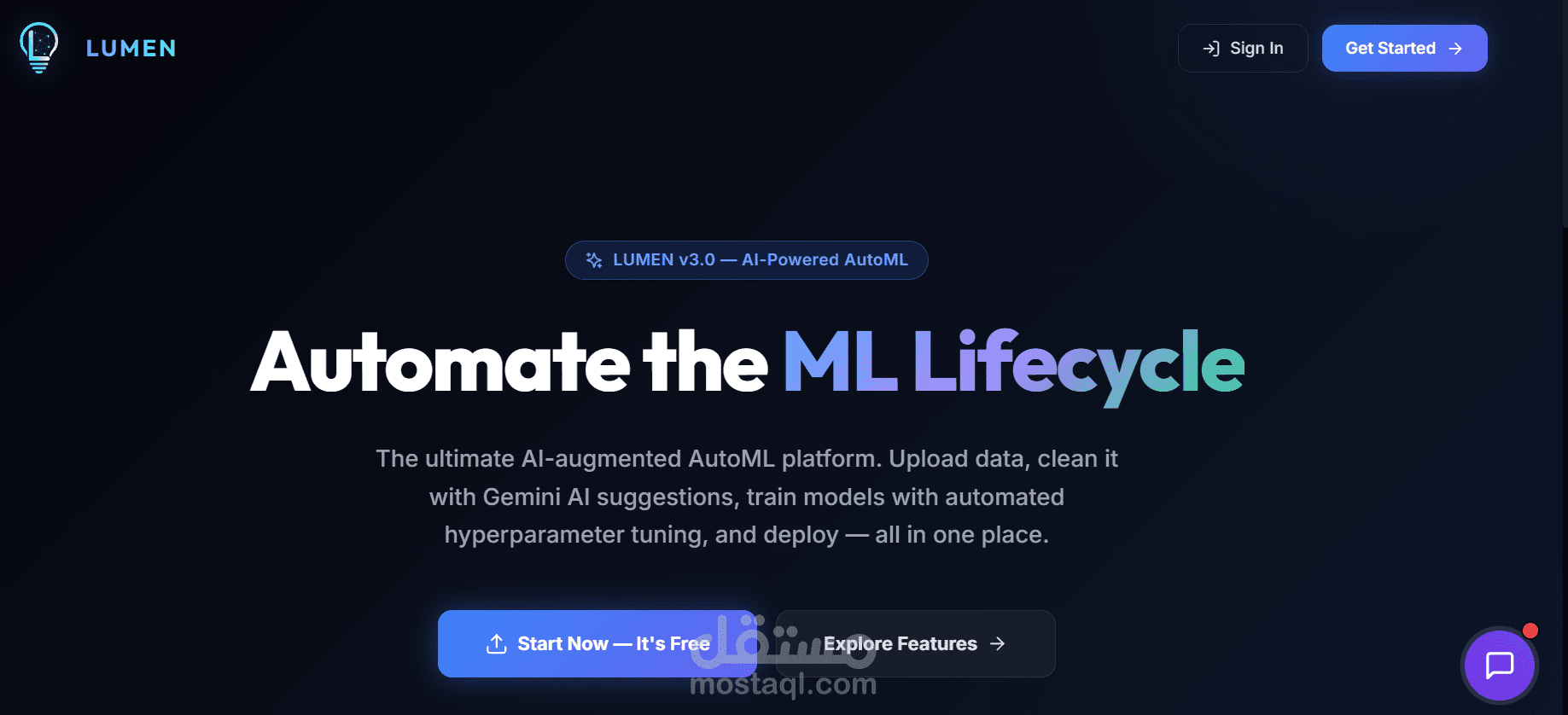 منصة LUMEN – نظام ذكاء اصطناعي شامل لتحليل البيانات والتنبؤ (AutoML Platform)