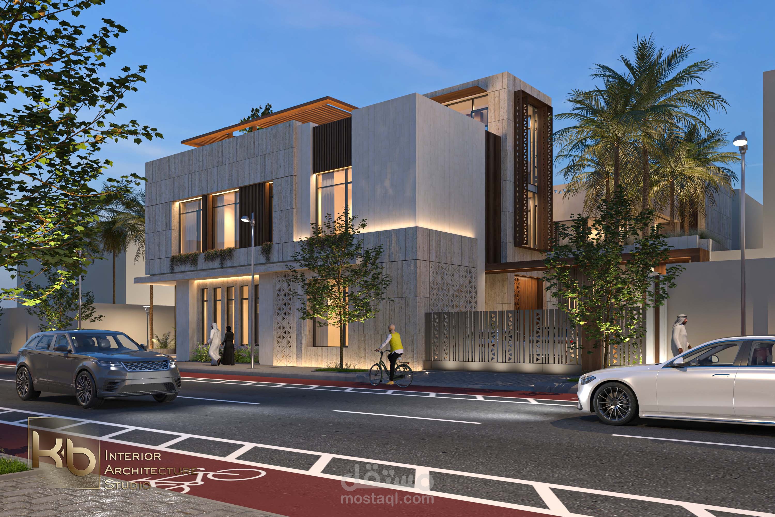 تصميم واجهة خارجية لفيلا بطراز مودرن
