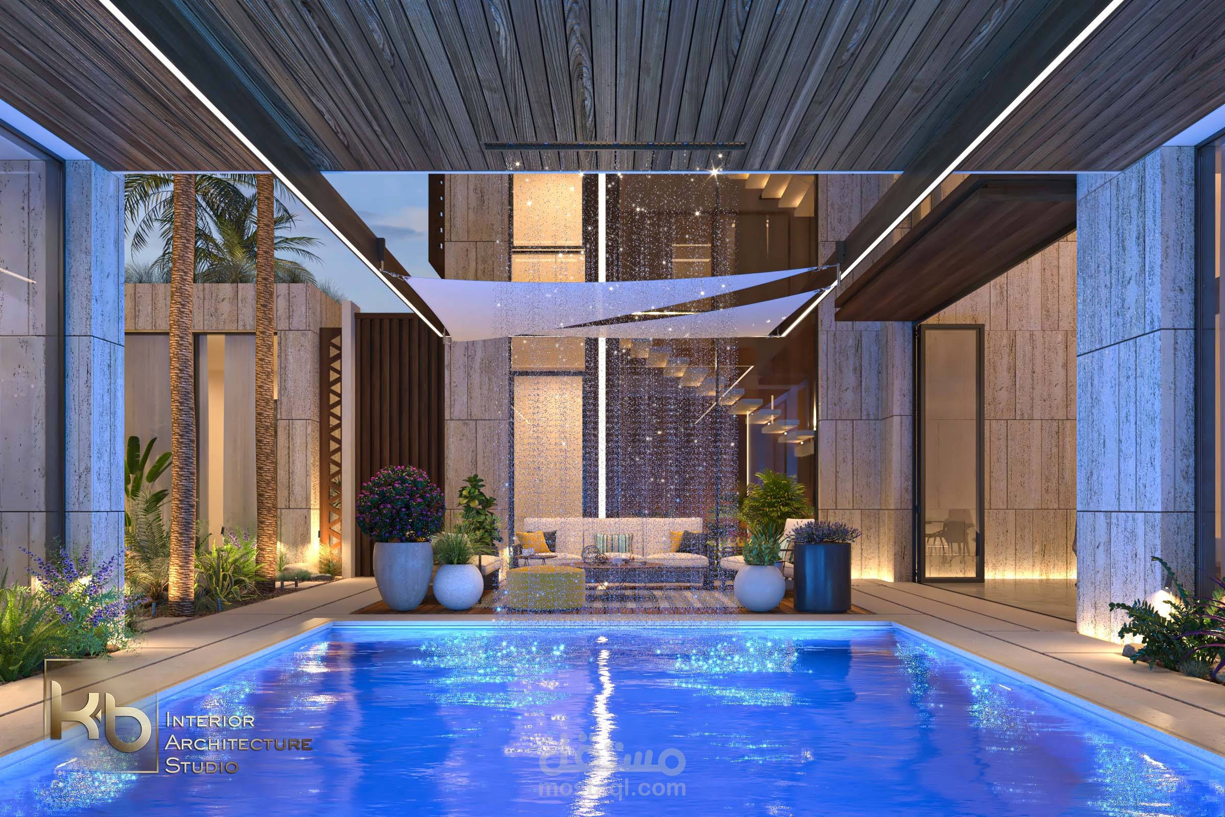 تصميم لاندسكيب لفيلا بطراز مودرن