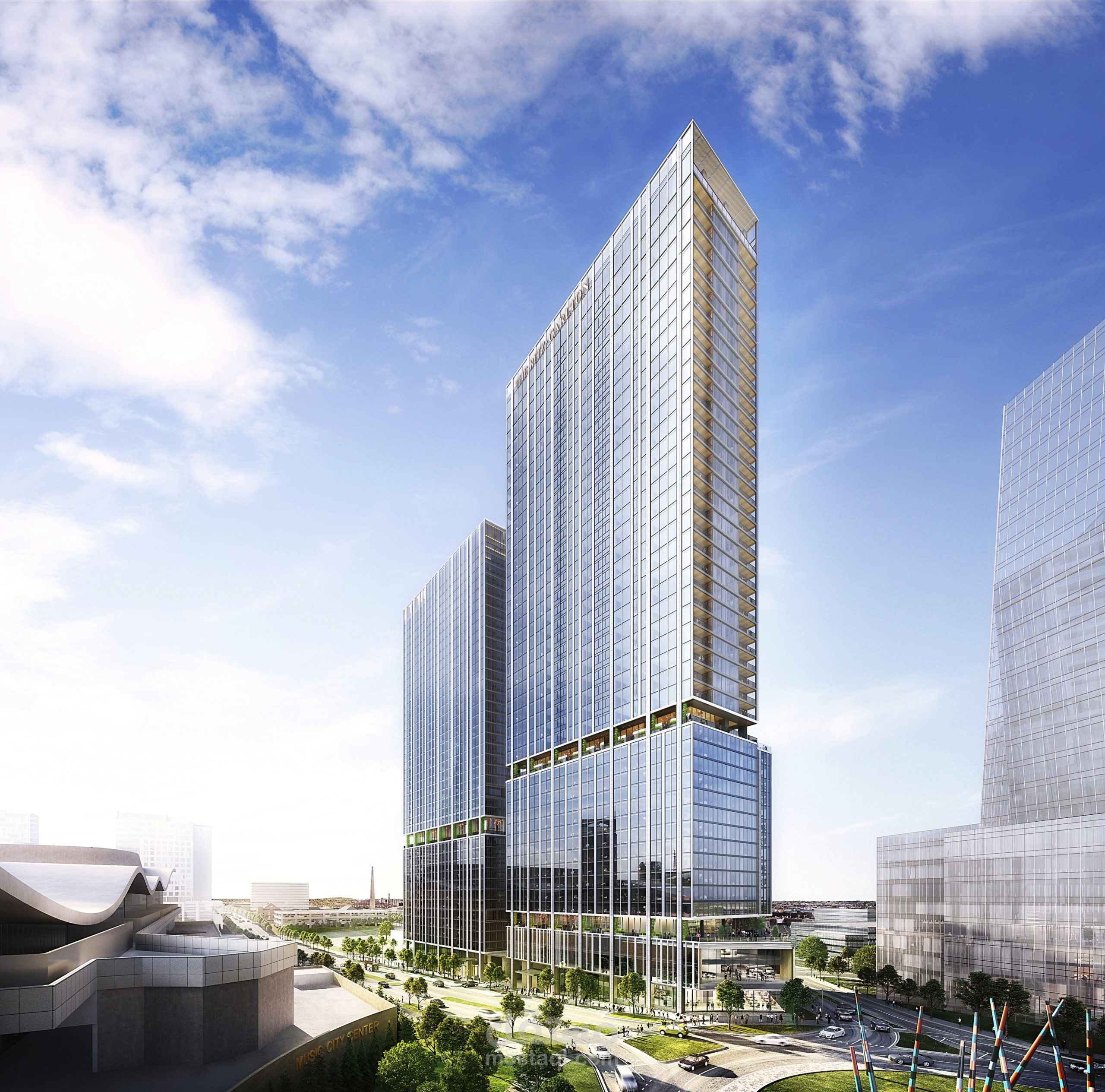 The Ritz Carlton Nashville mixed-use towers with wraparound balconies