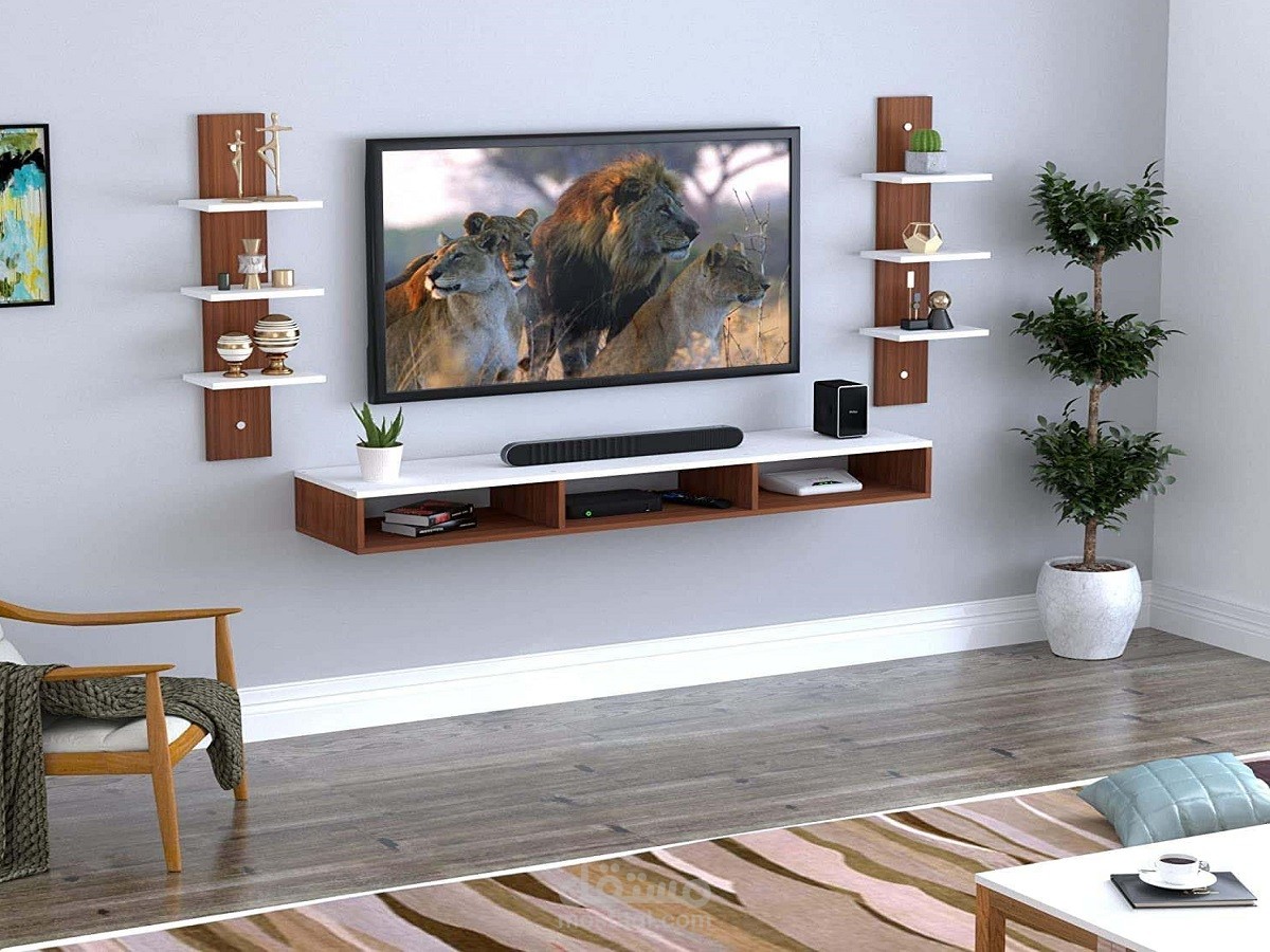 دمج ديكور تليفزيون بسيط في التصميم الداخلي