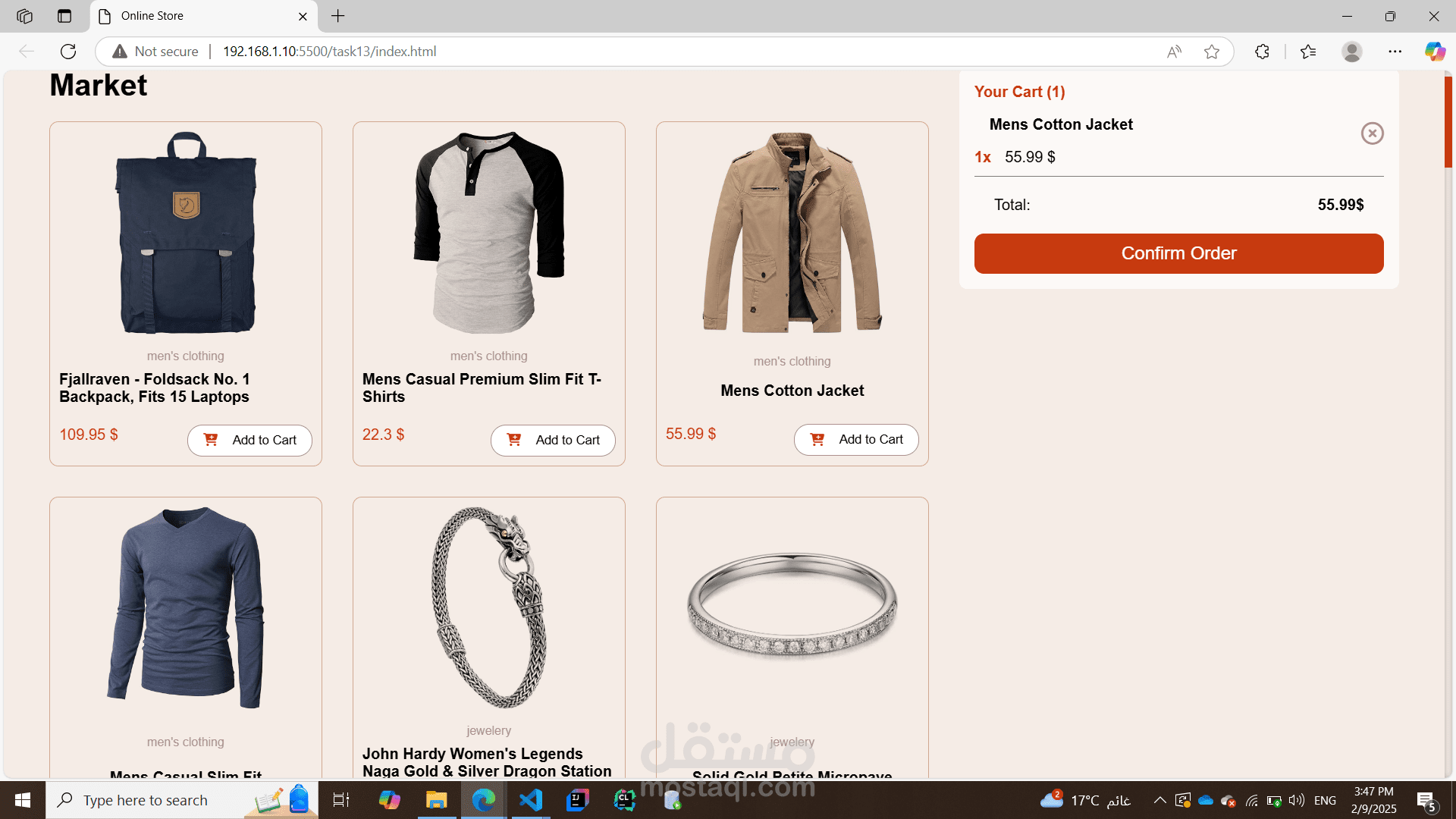 Product List with Cart System– Built with HTML, CSS, and JavaScript