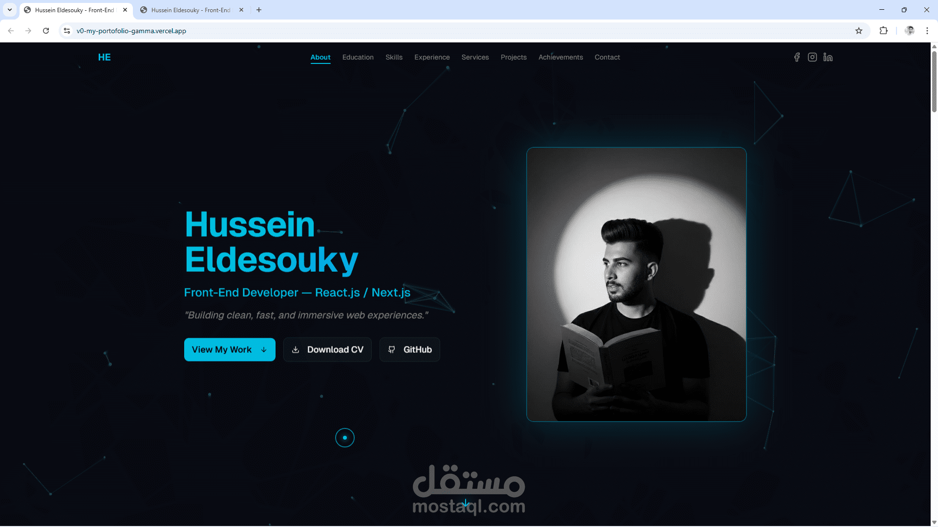 تصميم وتطوير Portfolio شخصي احترافي باستخدام React.js