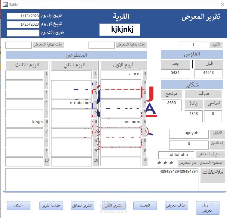 قاعدة بيانات معارض ملابس جمعية رسالة