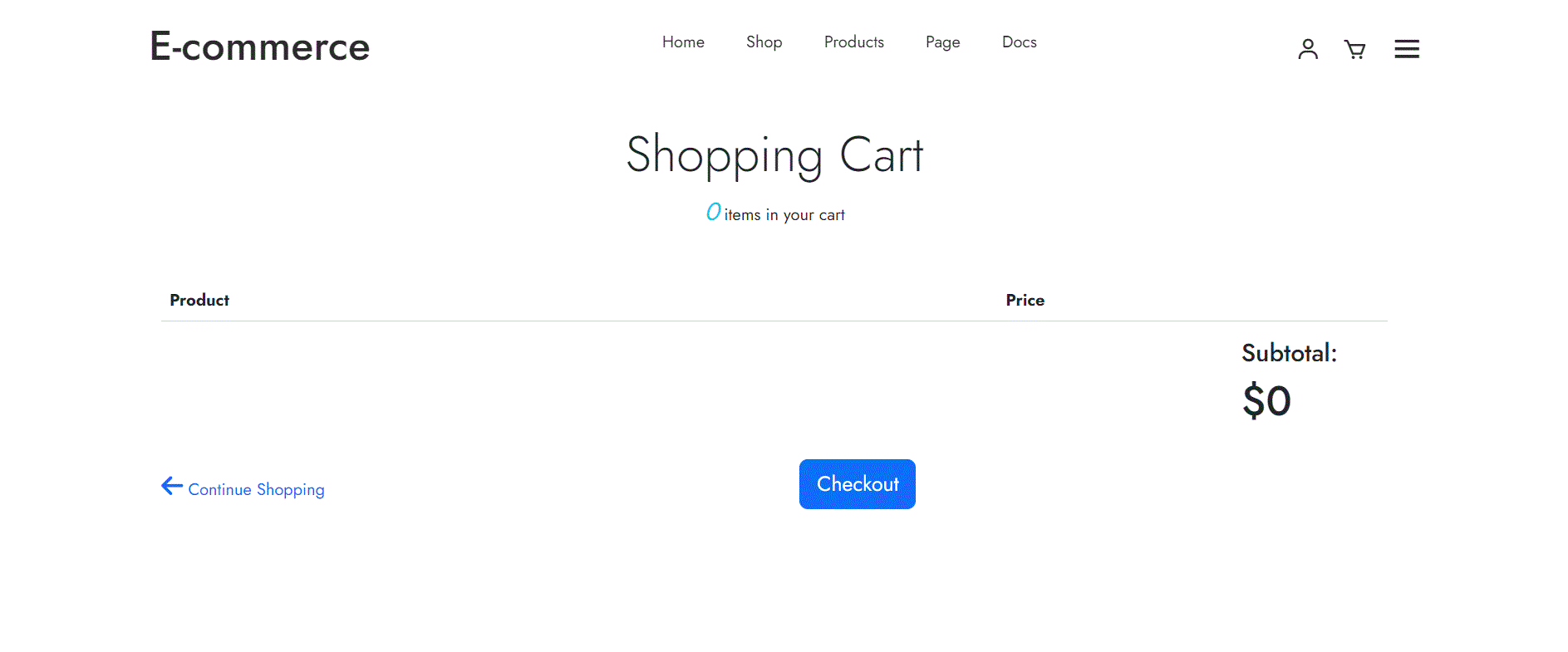 تصميم صفحة shopping cart لموقع  E- commerce بإستخدام HTML  و CSS و javascript