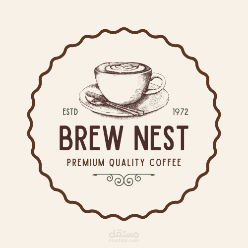 تصميم هوية بصرية كاملة لمقهى "Brewnest" – مشروع علامة تجارية دافئة وعصرية