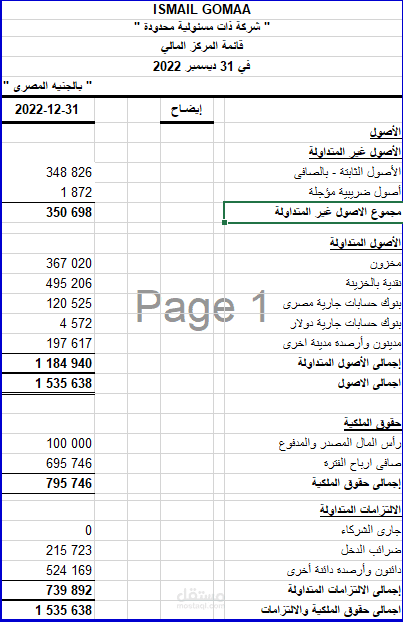 اعداد القوائم الماليه