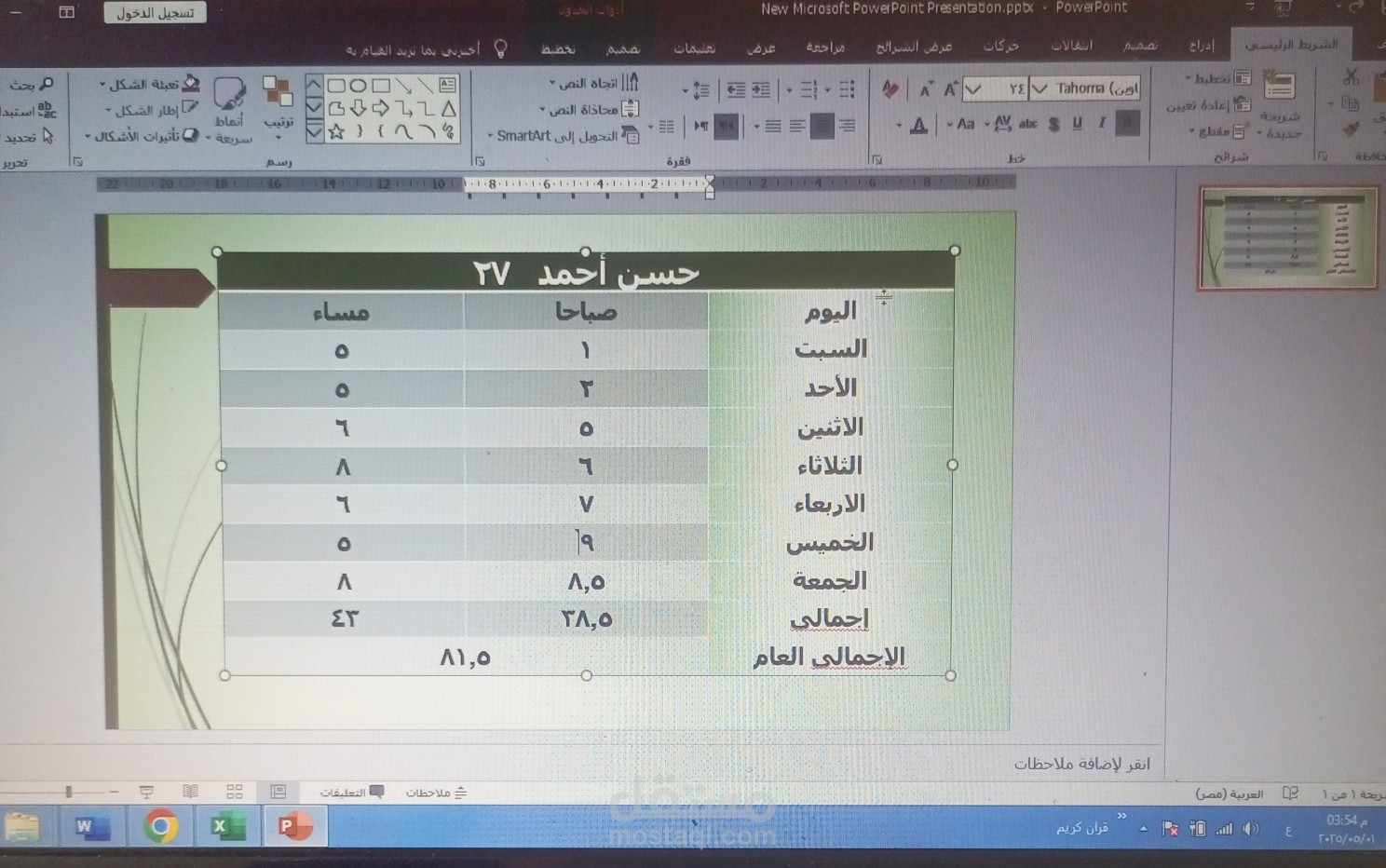 الكتابة على باوربوينت وعمل جميع الاضافات