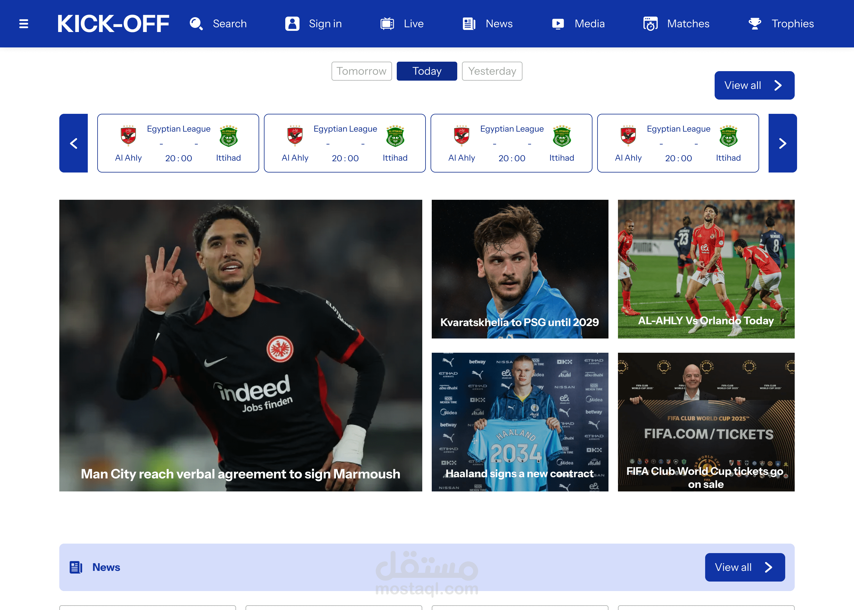 موقع خاص بكرة القدم KICK-OFF