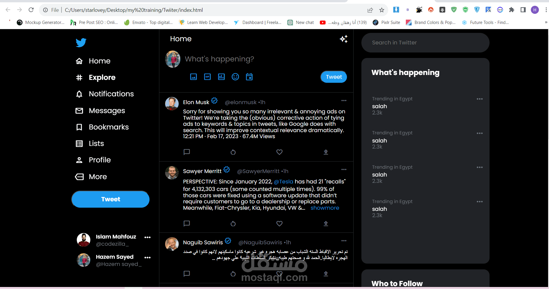 Twitter Clone Using  Html &Css