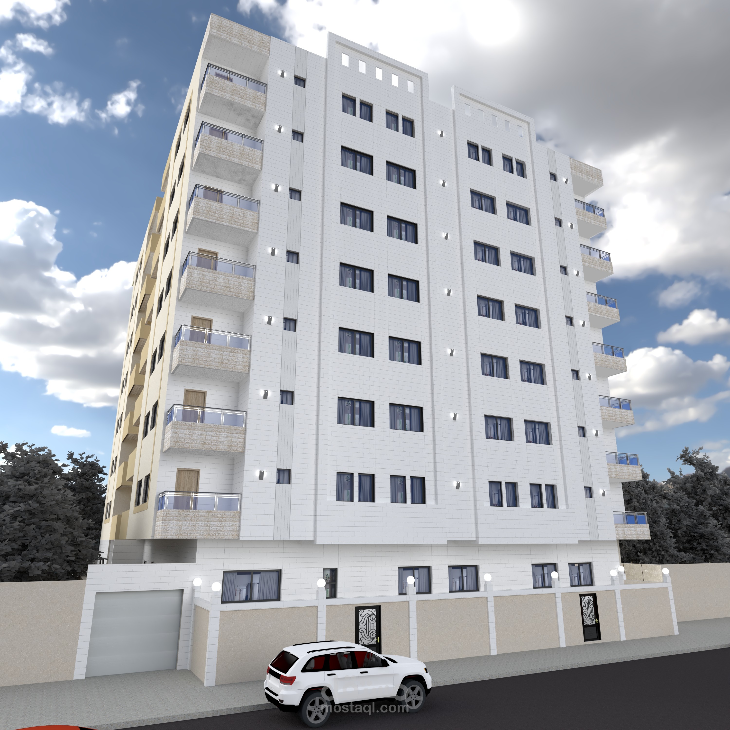 تصميم المدخل الرئيسي وتصميم الواجهة الرئيسية للعمارة
