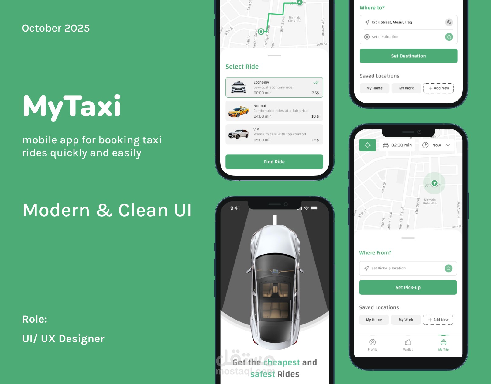 Taxi Mobile App – Modern & Clean UI Design