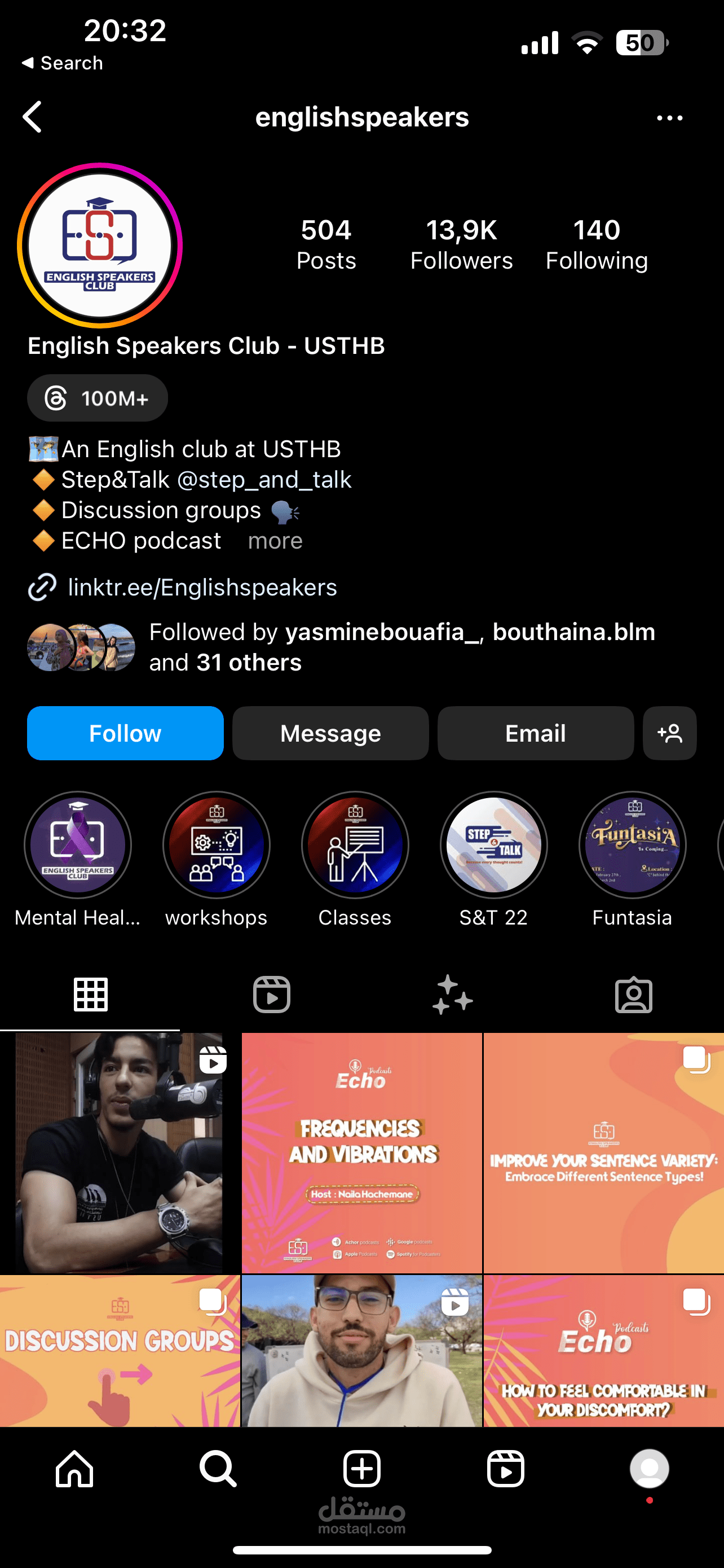 social media manager for a club to help people learn english